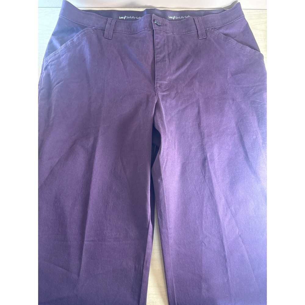 Lee Sinfully Soft‎ Purple Straight Leg Pants Womens 18 Medium Cotton Stretch